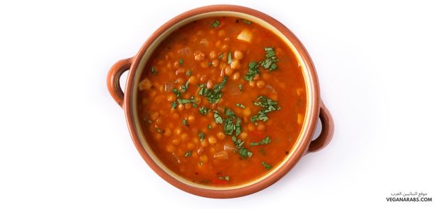 شوربة العدس الأحمر المصرية النباتيه