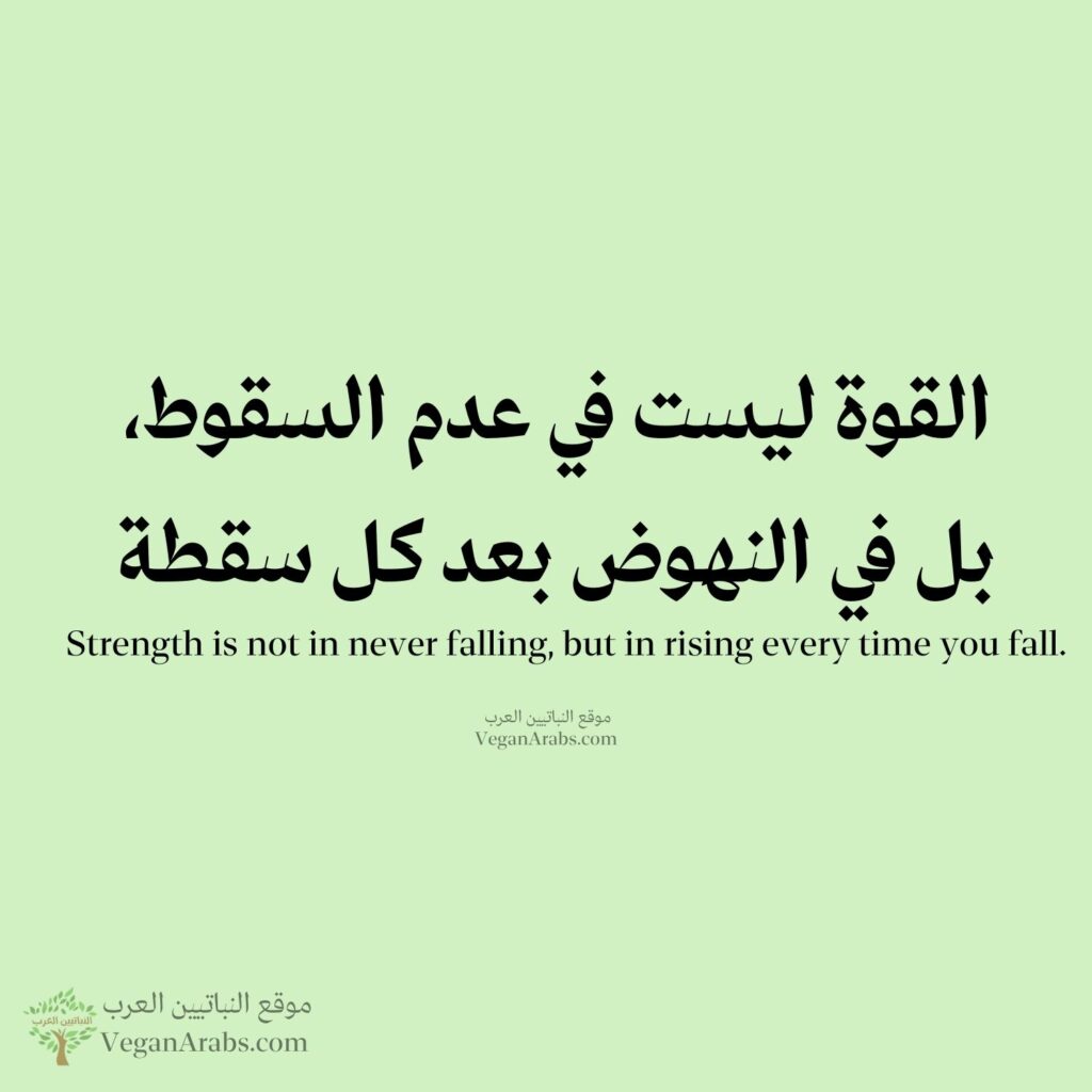 "القوة ليست في عدم السقوط، بل في النهوض بعد كل سقطة."
"Strength is not in never falling, but in rising every time you fall."