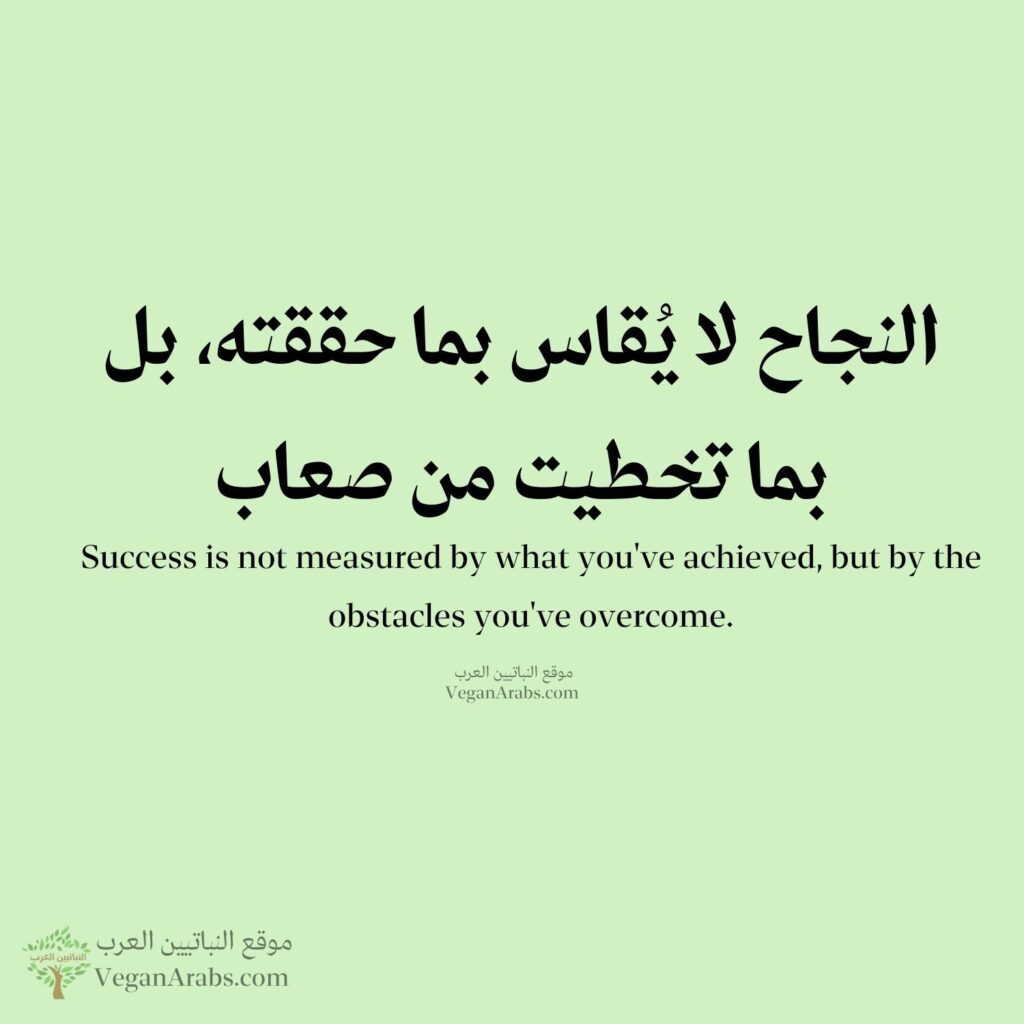 "النجاح لا يُقاس بما حققته، بل بما تخطيت من صعاب."
"Success is not measured by what you've achieved, but by the obstacles you've overcome."