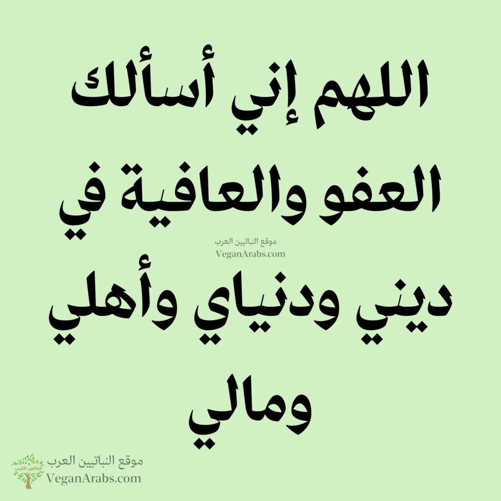 ٢١- اللهم إني أسألك العفو والعافية في ديني ودنياي وأهلي ومالي.