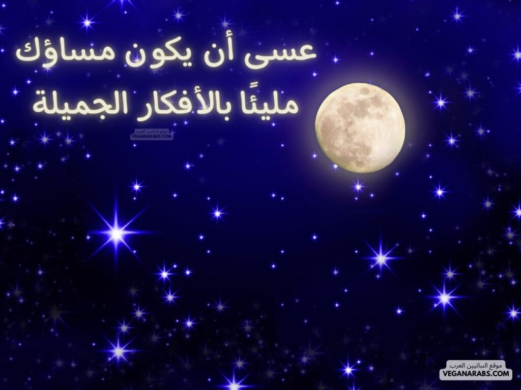 4- عسى أن يكون مساؤك مليئًا بالأفكار الجميلة. veganarabs.com