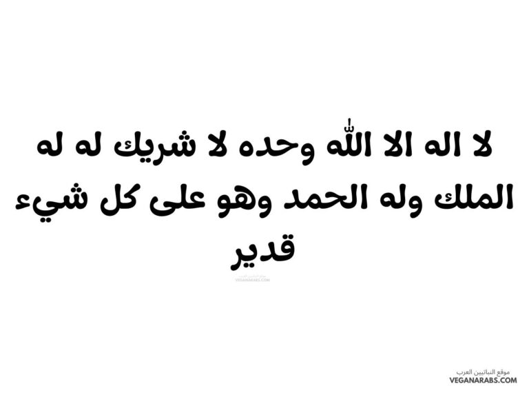 لا اله الا الله وحده لا شريك له له الملك وله الحمد وهو على كل شيء قدير